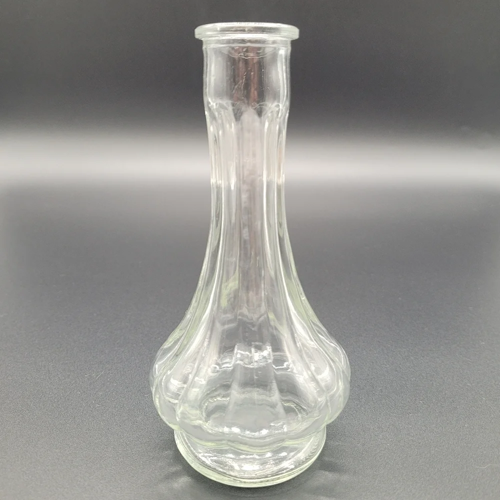 Clear Glass Fluted Shaped Ribbed Flower Vase​​​
